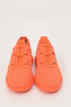 Fluo orange technical fabric and rubber Team low-top chunky slip-on sneakers