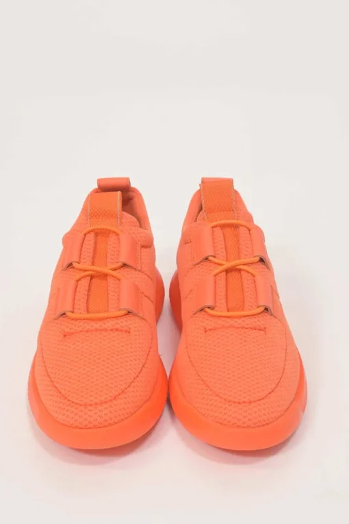 Fluo orange technical fabric and rubber Team low-top chunky slip-on sneakers