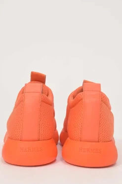 Fluo orange technical fabric and rubber Team low-top chunky slip-on sneakers