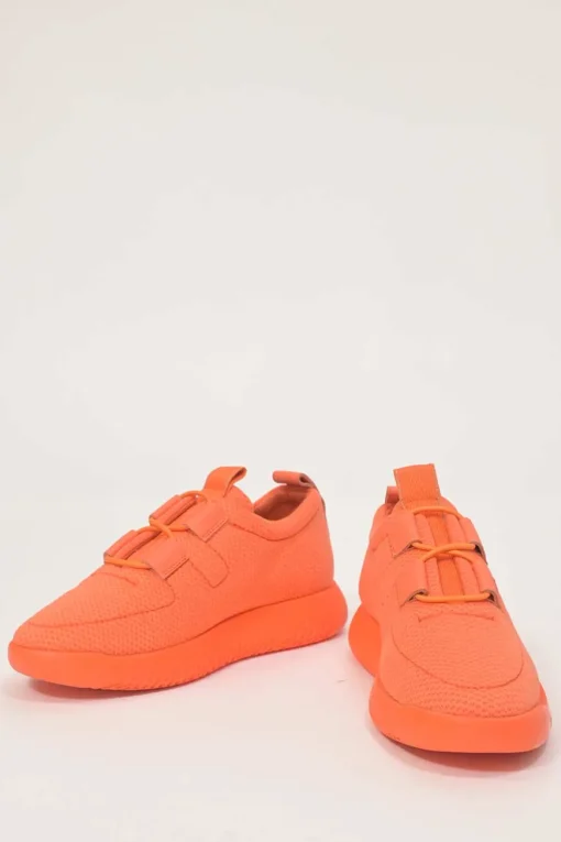Fluo orange technical fabric and rubber Team low-top chunky slip-on sneakers
