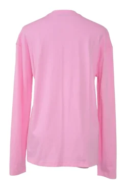 Fluo pink strass link-embellished cotton jersey pullover long sleeve T-shirt featuring logo motif