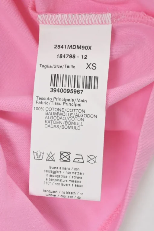 Fluo pink strass link-embellished cotton jersey pullover long sleeve T-shirt featuring logo motif