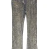Foiled lightwash indigo cotton-blend velveteen low-rise kick-flare jeans