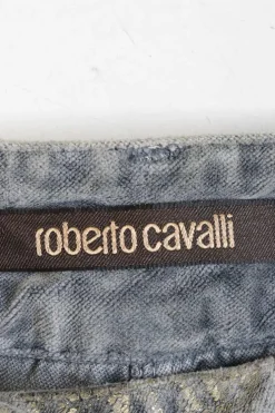 Foiled lightwash indigo cotton-blend velveteen low-rise kick-flare jeans