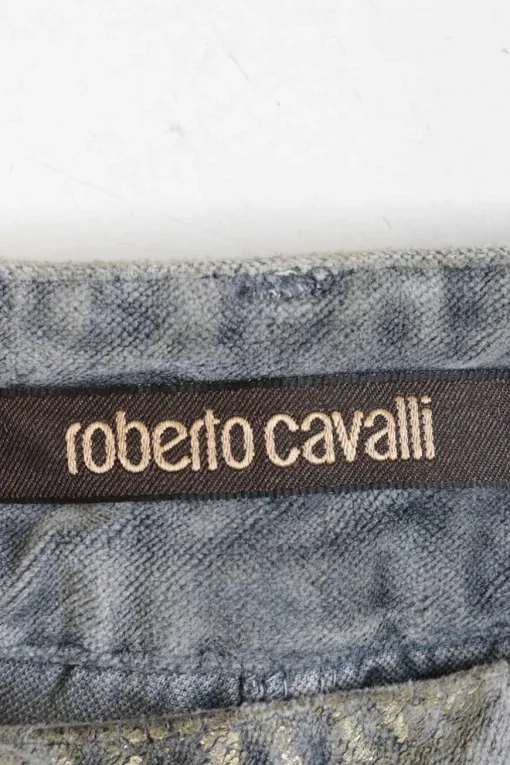 Foiled lightwash indigo cotton-blend velveteen low-rise kick-flare jeans