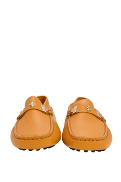 For Ferrari orange leather Gommino driving loafers