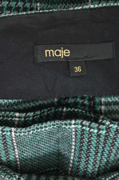 Forest green acrylic-blend Glen check tweed pull-on high-rise tie-waist shorts