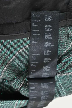 Forest green acrylic-blend Glen check tweed pull-on high-rise tie-waist shorts