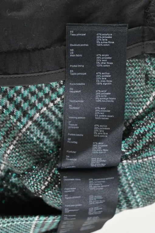 Forest green acrylic-blend Glen check tweed pull-on high-rise tie-waist shorts