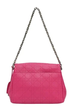 Fuchsia Cannage monogram quilted leather Diorling shoulder bag with silver-tone metallic hardware