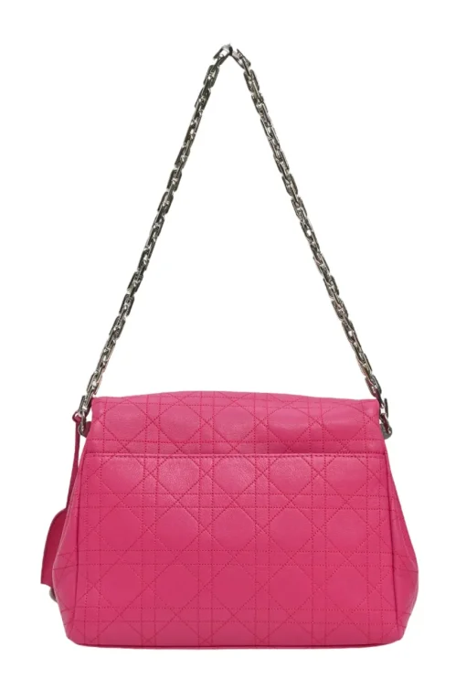 Fuchsia Cannage monogram quilted leather Diorling shoulder bag with silver-tone metallic hardware
