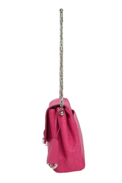 Fuchsia Cannage monogram quilted leather Diorling shoulder bag with silver-tone metallic hardware
