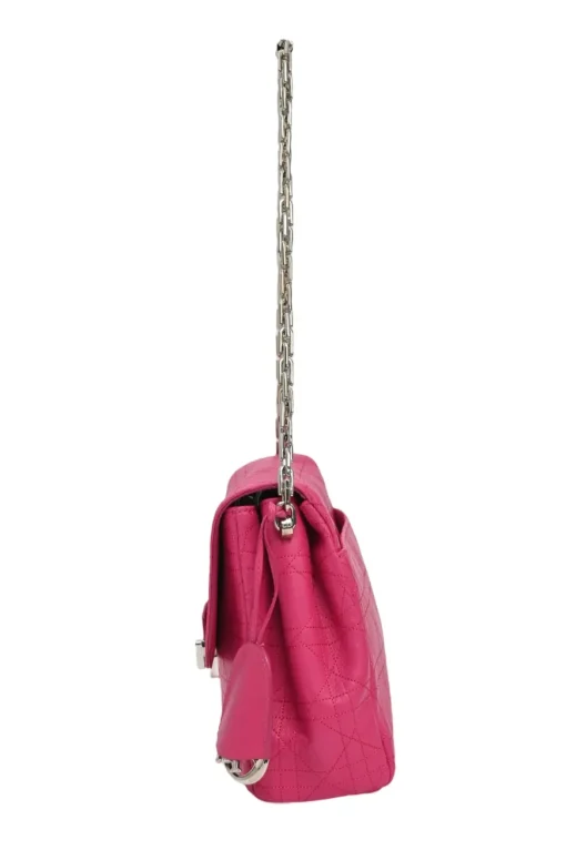 Fuchsia Cannage monogram quilted leather Diorling shoulder bag with silver-tone metallic hardware