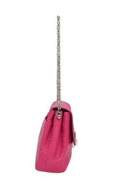 Fuchsia Cannage monogram quilted leather Diorling shoulder bag with silver-tone metallic hardware