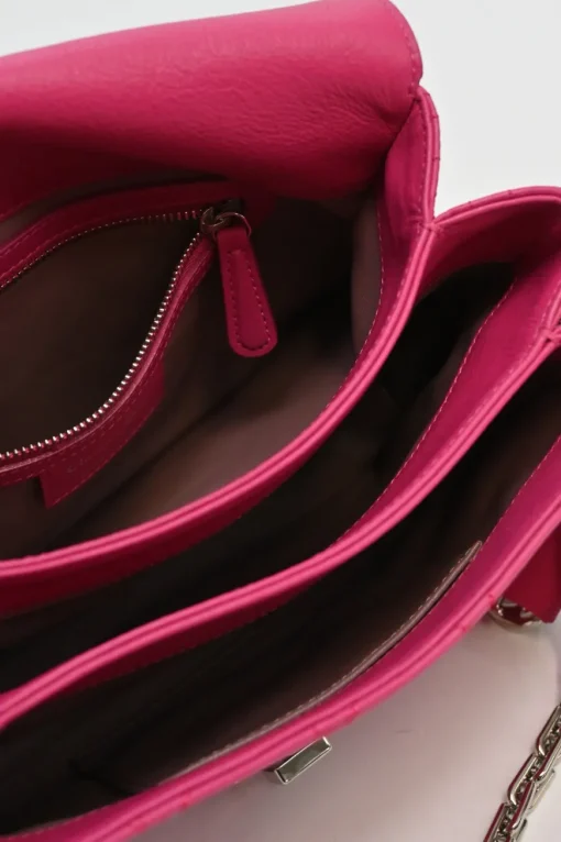 Fuchsia Cannage monogram quilted leather Diorling shoulder bag with silver-tone metallic hardware