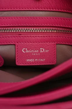 Fuchsia Cannage monogram quilted leather Diorling shoulder bag with silver-tone metallic hardware