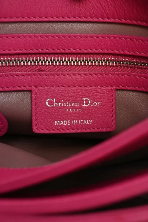 Fuchsia Cannage monogram quilted leather Diorling shoulder bag with silver-tone metallic hardware