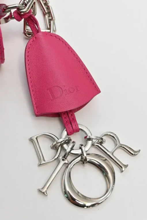 Fuchsia Cannage monogram quilted leather Diorling shoulder bag with silver-tone metallic hardware
