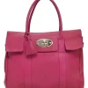 Fuchsia grained calfskin Bayswater satchel with detachable shoulder strap