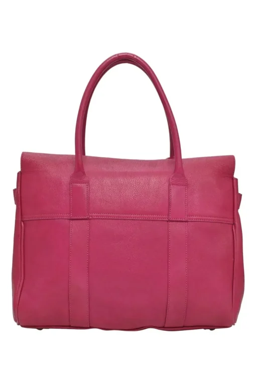 Fuchsia grained calfskin Bayswater satchel with detachable shoulder strap