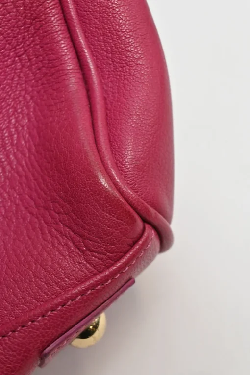 Fuchsia grained calfskin Bayswater satchel with detachable shoulder strap