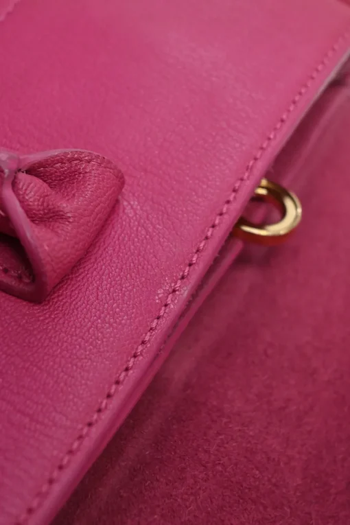 Fuchsia grained calfskin Bayswater satchel with detachable shoulder strap