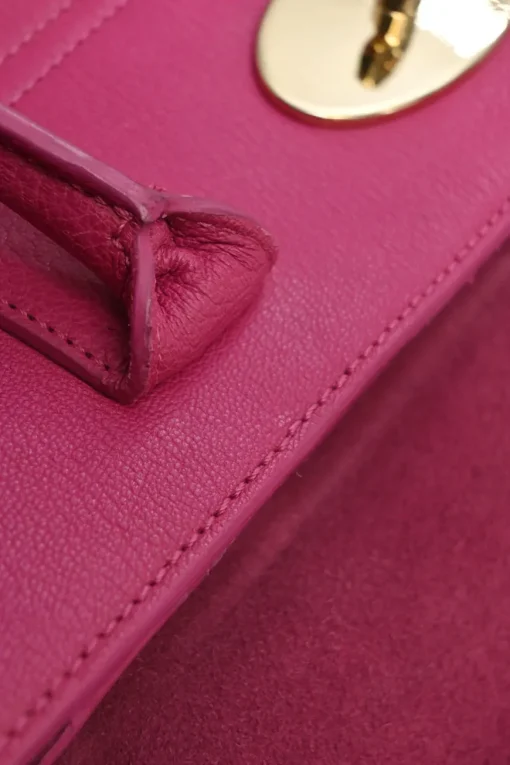 Fuchsia grained calfskin Bayswater satchel with detachable shoulder strap