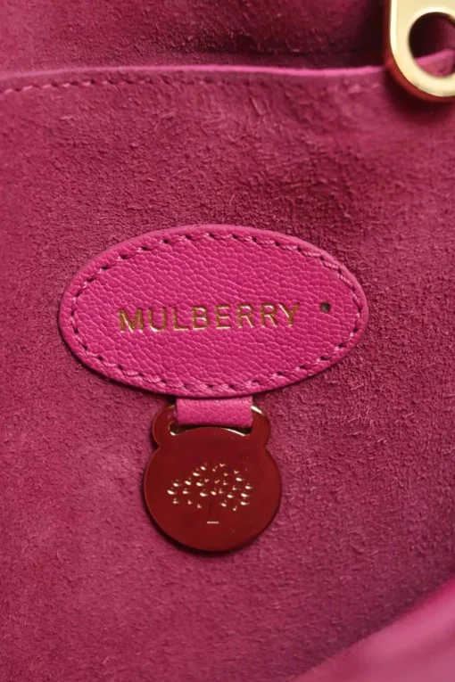 Fuchsia grained calfskin Bayswater satchel with detachable shoulder strap