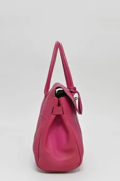 Fuchsia grained calfskin Bayswater satchel with detachable shoulder strap