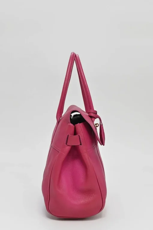 Fuchsia grained calfskin Bayswater satchel with detachable shoulder strap
