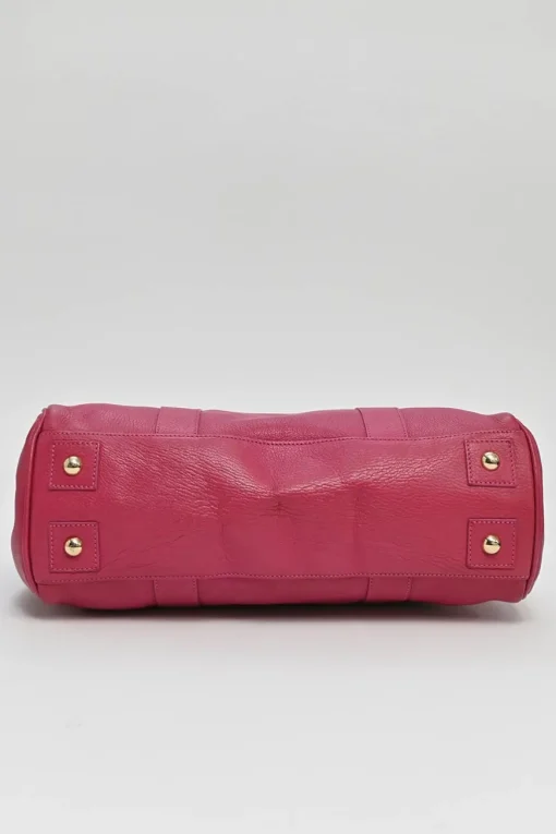 Fuchsia grained calfskin Bayswater satchel with detachable shoulder strap