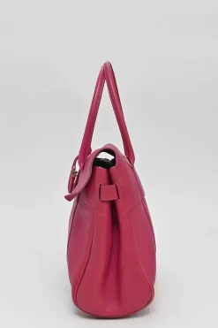 Fuchsia grained calfskin Bayswater satchel with detachable shoulder strap