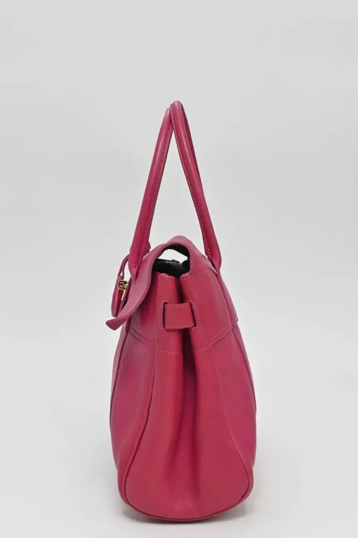 Fuchsia grained calfskin Bayswater satchel with detachable shoulder strap