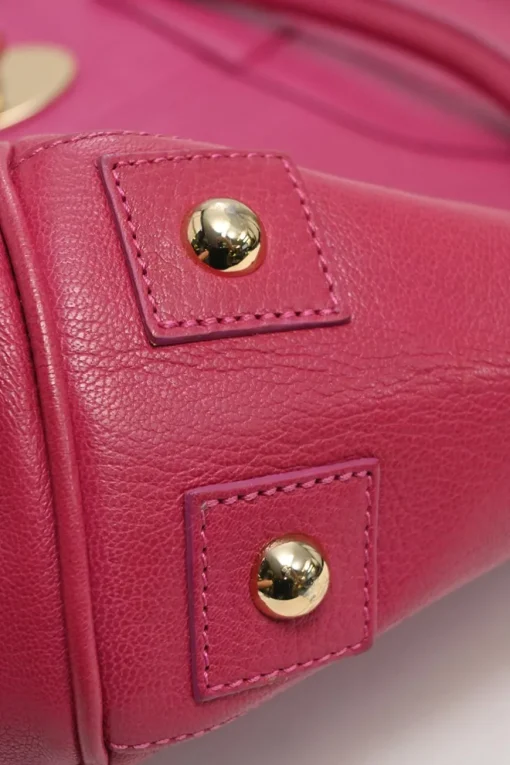 Fuchsia grained calfskin Bayswater satchel with detachable shoulder strap