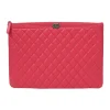 Fuchsia matelassé lambskin leather Large Boy O Case clutch pouch with aged ruthenium hardware
