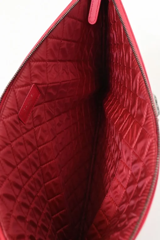 Fuchsia matelassé lambskin leather Large Boy O Case clutch pouch with aged ruthenium hardware