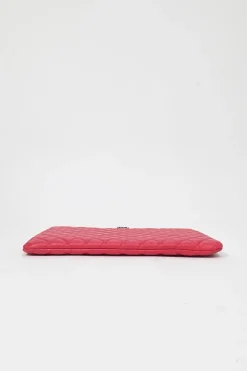 Fuchsia matelassé lambskin leather Large Boy O Case clutch pouch with aged ruthenium hardware
