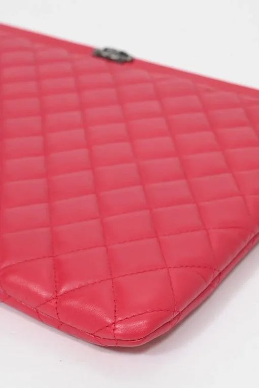 Fuchsia matelassé lambskin leather Large Boy O Case clutch pouch with aged ruthenium hardware