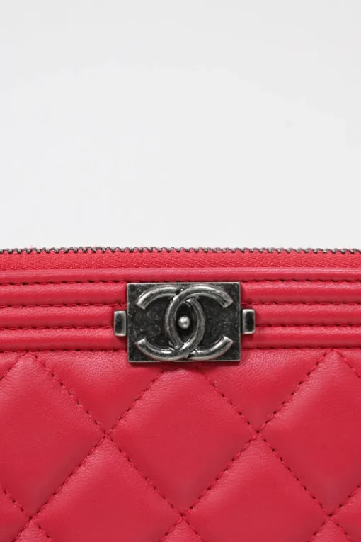 Fuchsia matelassé lambskin leather Large Boy O Case clutch pouch with aged ruthenium hardware