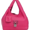 Fuchsia nappa leather shoulder bag