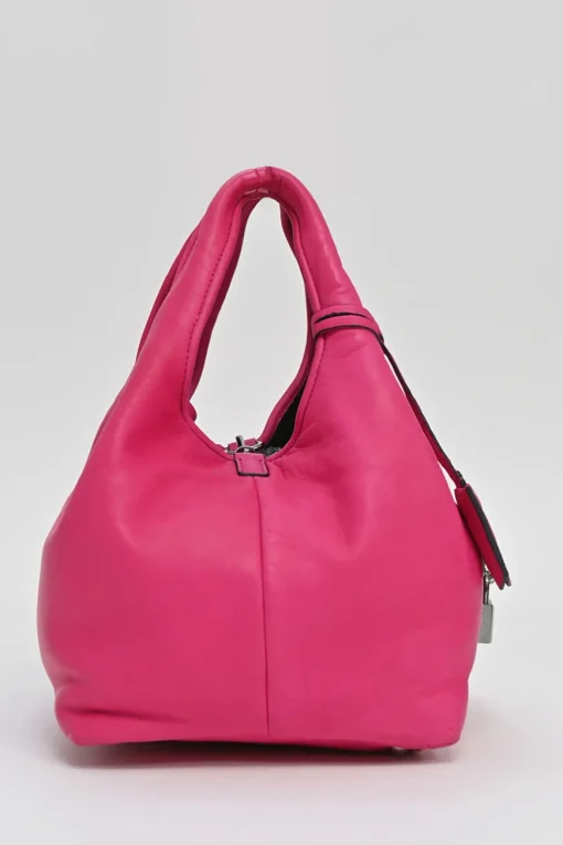 Fuchsia nappa leather shoulder bag