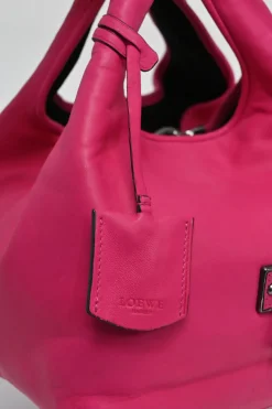 Fuchsia nappa leather shoulder bag