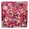 Fuchsia pink silk 'Zabavushka' 90 scarf featuring original artwork by Evgenia Miroshnichenko