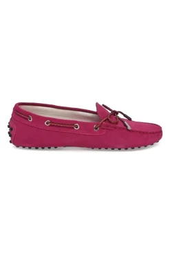 Fuchsia suede and rubber signature Gommino driving slip-on loafers