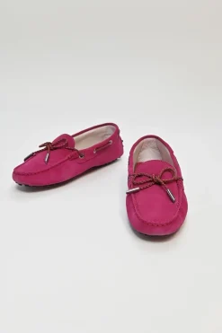Fuchsia suede and rubber signature Gommino driving slip-on loafers
