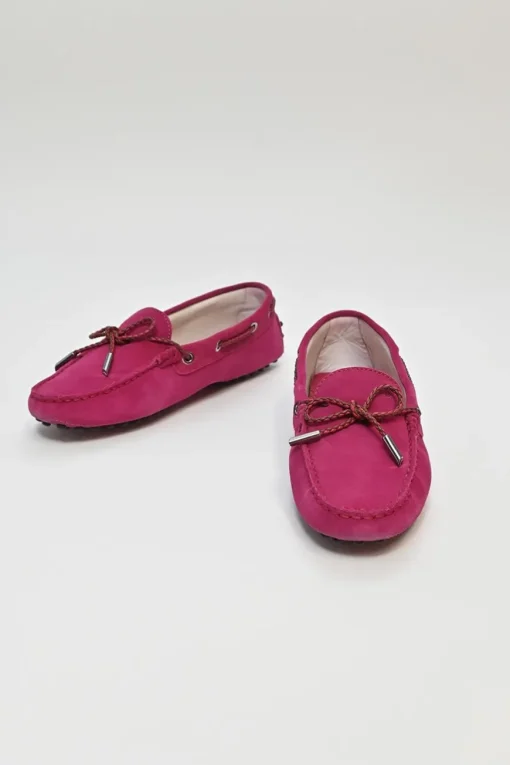 Fuchsia suede and rubber signature Gommino driving slip-on loafers