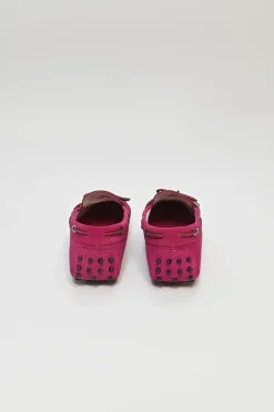 Fuchsia suede and rubber signature Gommino driving slip-on loafers