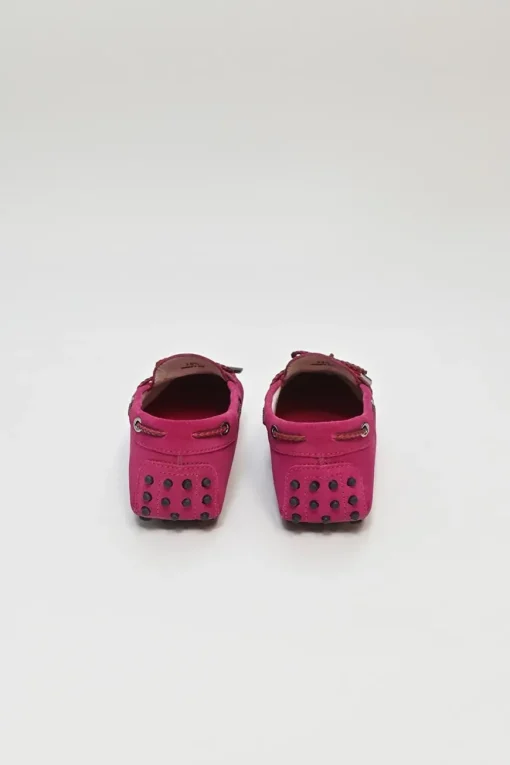 Fuchsia suede and rubber signature Gommino driving slip-on loafers