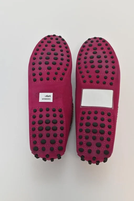Fuchsia suede and rubber signature Gommino driving slip-on loafers