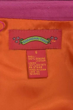 Fuchsia suede single breasted stand collar zip-up jacket and slit pencil skirt suit set